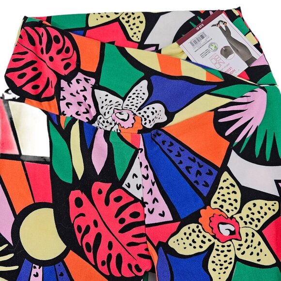 No Boundaries Crossover Sueded Tropical Print Ankle Leggings - Size Large NWT - Picture 12 of 16